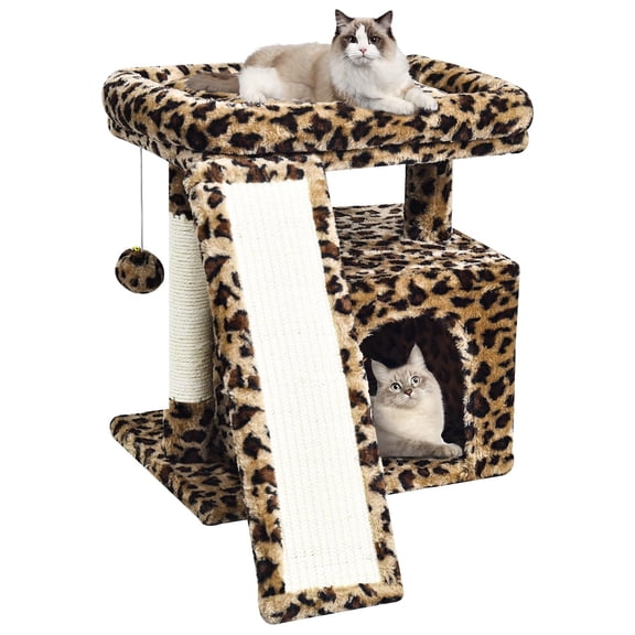 Leopard Print Small Indoor Cat Tree Tower