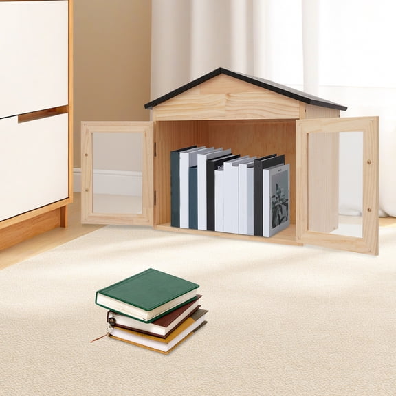 Small Library Book Box, Wooden Book Cabinet, Literature Exchange Cabinet, Storage Box for Sharing Book