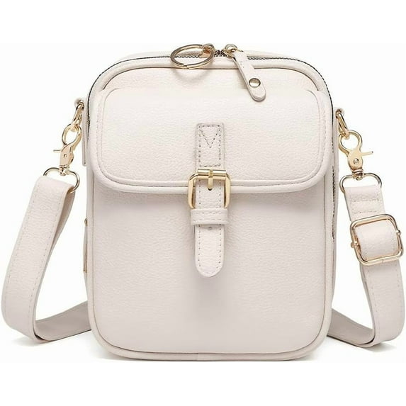 Small Lightweight Crossbody Leather Bag, Retro Adjustable Strap Double-Layer Large Capacity small Crossbody Bags for Women