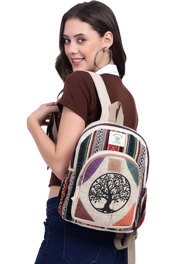 Small Lightweight Daypack Backpack Handmade Himalayan Hemp Bohemain Travel, Hiking, Purse