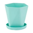 thumbnail image 1 of Small Lightweight Plastic Flower Pot with Drainage Hole and Tray Decorative Planter for Indoor Outdoor Garden Plants(Cyan), 1 of 7