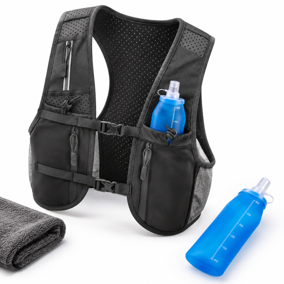 Small Lightweight Running Hydration Vest with 500ml Soft Flask for Men and Women