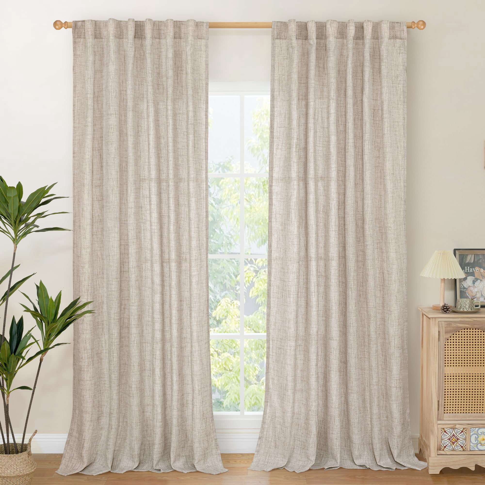 Small Linen Cafe Curtains 36 Inch Length Natural Semi Sheer Rod Pocket ...