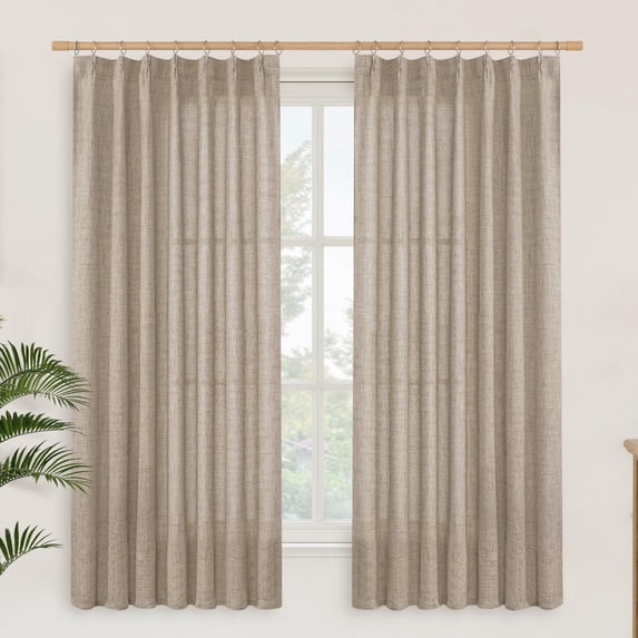 Small Linen Cafe Curtains 36 Inch Length Natural Semi Sheer Rod Pocket ...