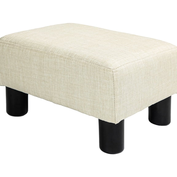 Small Linen Ottoman Footstool / Match Decor and Offer Extra Seating