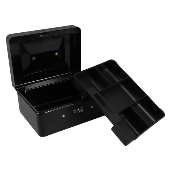 Lockable Storage Box with Combination Lock 1 Set Metal Money Safe Box with Removable Tray for Home Office Secure Cash Box