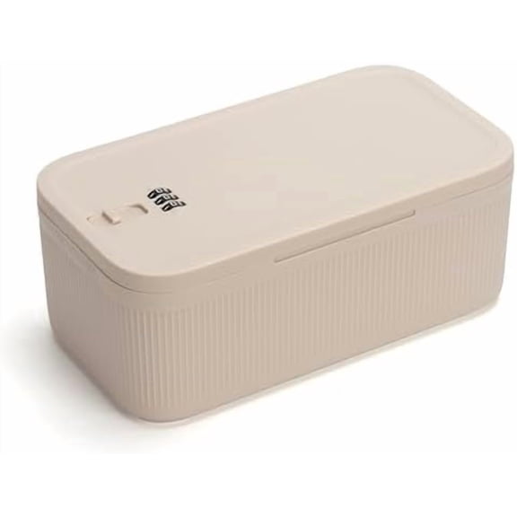 Small Lock Box for Medication Safe, Lockbox for Phone Jail, Medicine Lockable Storage Box with Code for Pills/First Aid Kits, Locked Food/Snack Box Container for Home/Fridge/Office (Cream)