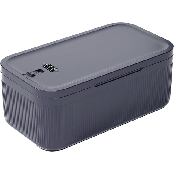 Small Lock Box for Medication Safe, Lockbox for Phone Jail, Medicine Lockable Storage Box with Code for Pills/First Aid Kits, Locked Food/Snack Box Container for Home/Fridge/Office