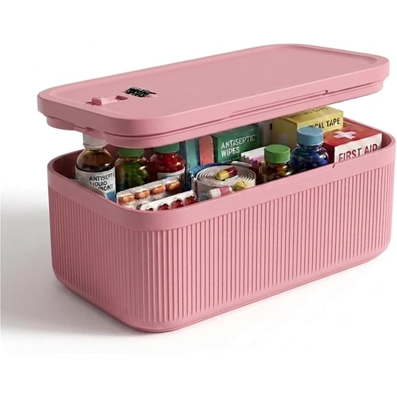 Small Lock Box for Safe, Lockbox for Phone Jail, Lockable Storage Box with Code for Pills/ Kits, Locked /Snack Box Container for /Fridge/Office ()
