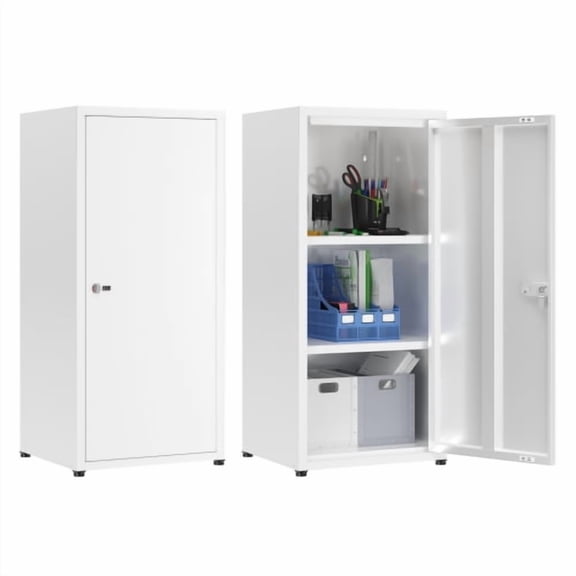 Small Lockable Metal Locker Cabinet, Mini Storage Locker With Door And Lock, Storage Cabinet For School Employee Use, White