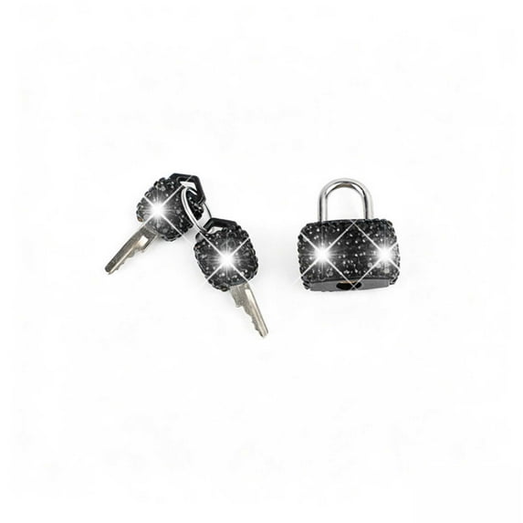 Small Locks with Keys, Sparkling Mini Luggage Locks Keyed Padlock Metal Lock for Locker Suitcase, Backpack, Boxes, Laptop Bag(Black)