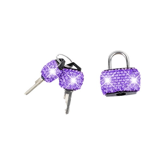 Small Locks with Keys, Sparkling Mini Luggage Locks Keyed Padlock Metal Lock for Locker Suitcase, Backpack, Boxes, Laptop Bag(Purple)