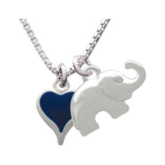 Small Long Blue Heart Elephant Necklace, 18"+2"