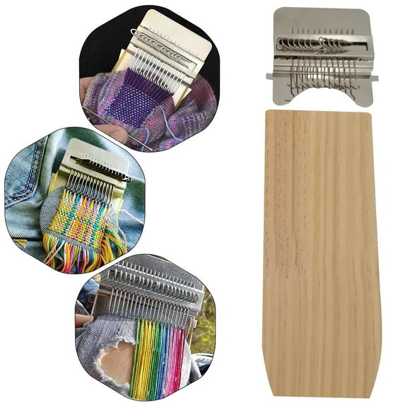 Small Loom Speedweve Type Weave Tool,darning Loom Quickly Mini Mending Convenient Darning Loom for Mending Jeans Socks Clothes Loom Machine Makes Beautiful Stitching Diy Weaving Arts (12 Hooks)