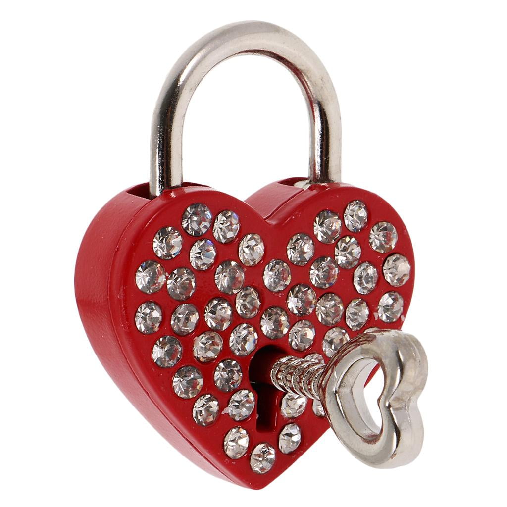 Ciieeo 2pcs Heart Love Lock Backpack Lock Security Door Locks Small Locks  with Keys Small Key Lock Metal Lock Safety First Cabinet Locks Lock for