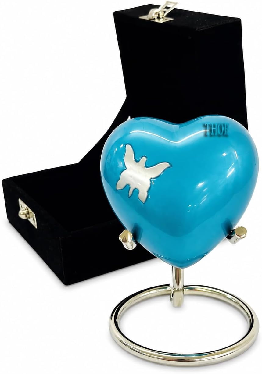 Small Love Heart Urn for Human Ashes | Mini Keepsake Funeral Ash Container for Human Remains with Display Stand, and Box Small Love Heart Pet Urn for Ashes