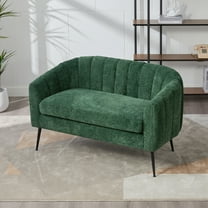 Small Loveseat, 50.2" Wide Upholstered Chenille Accent Couch, Modern Glam Tufted 2-Seater Sofa for Small Spaces, Studio Apartment, Dorm, Office, Living Room, Bedroom, with Metal Legs, Green
