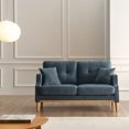 thumbnail image 1 of Small Loveseat Couch Sofa with Soild Wood Legs, 2-Seater Couch with USB Charge and 2 Pillow, Upholstered Sofa Couches with Armrest for Living Room Bedroom Small Spaces, Dark Blue, 1 of 7
