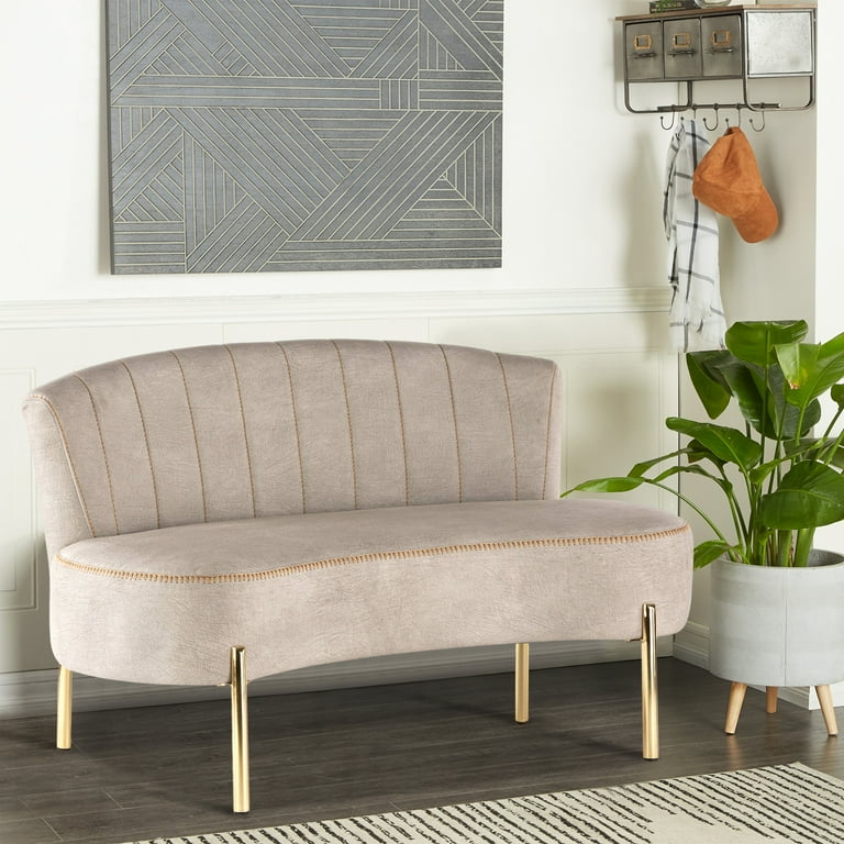 Small Loveseat Settee, Upholstered Sofa Couch, Banquette Bench