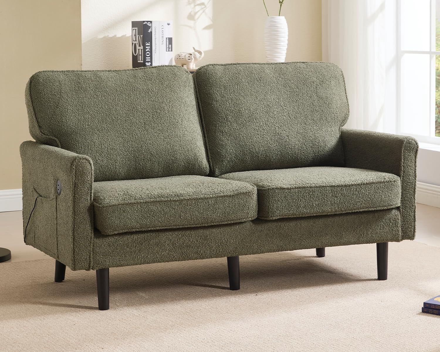 Small Loveseat Sofa,56" Comfy 2 Seater Couch Upholstered Love Seat for ...