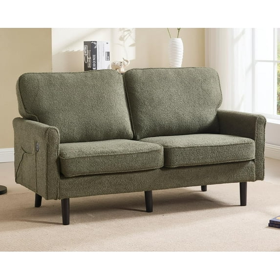 Small Loveseat Sofa,56" Comfy 2 Seater Couch Upholstered Love Seat for Small Space,Mid Century Modern Couches for Living Room, Bedroom, Office, Apartment