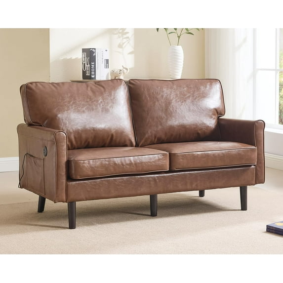 Small Loveseat Sofa,56" Comfy 2 Seater Couch Upholstered Love Seat for Small Space,Mid Century Modern Couches for Living Room, Bedroom, Office, Apartment
