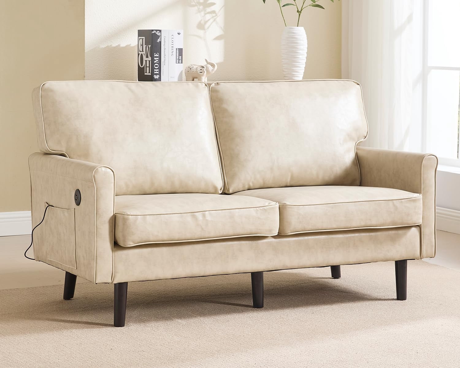 Small Loveseat Sofa,56" Comfy 2 Seater Couch Upholstered Love Seat for ...