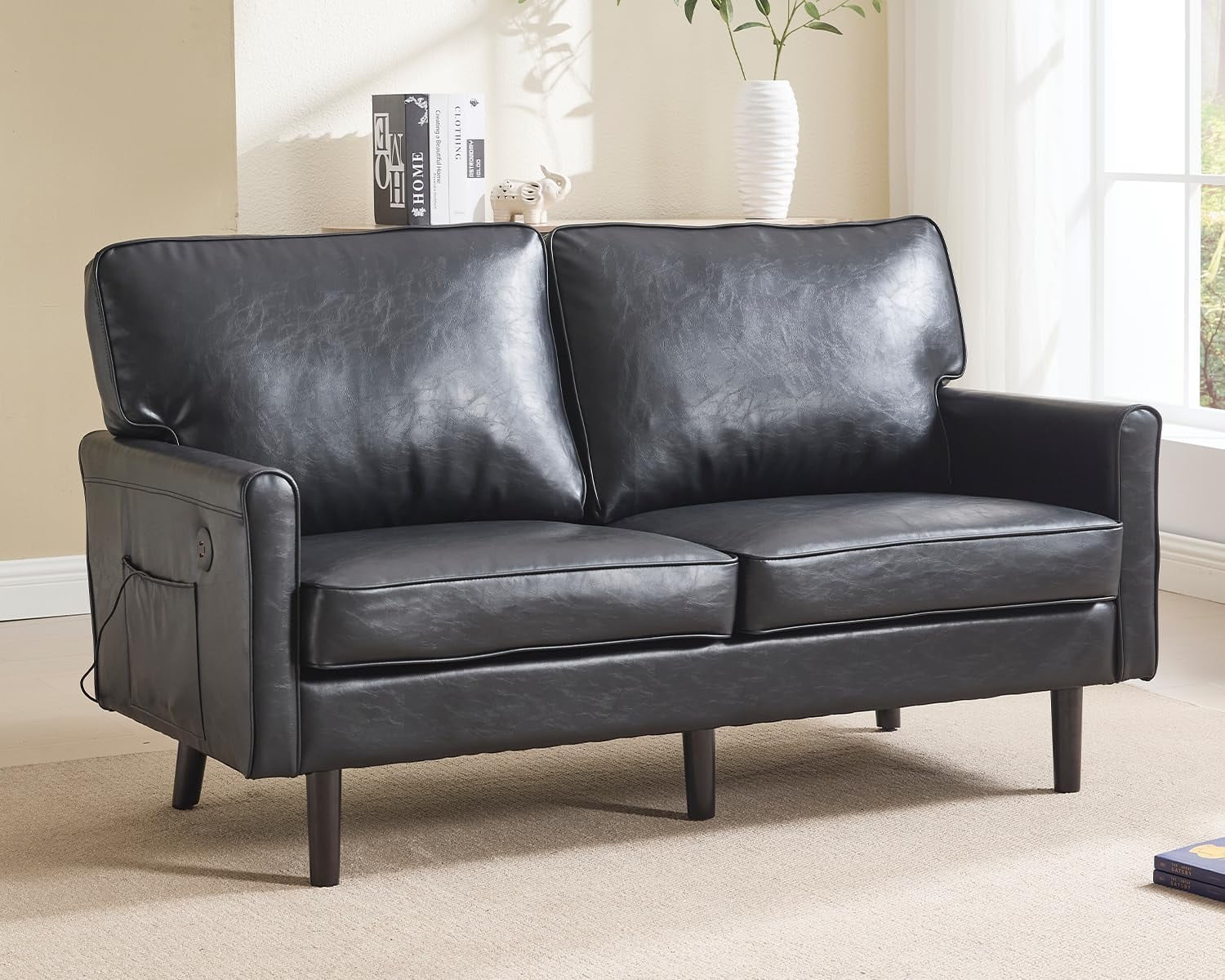 Small Loveseat Sofa,56" Comfy 2 Seater Couch Upholstered Love Seat for ...