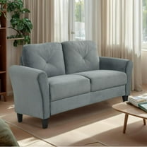 Small Loveseat Sofa Couch,57" Velvet Upholstered 2-Seater Sofa Couch for Small Space,Living Room,Bedroom,Office,Gray