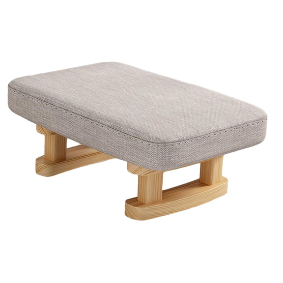 Small Low Ottoman Foot Rest with Wooden Legs, Shoes Changing Chair, Soft Rectangle Chair Step Stool, Padded Footstool for Living Entryway gray