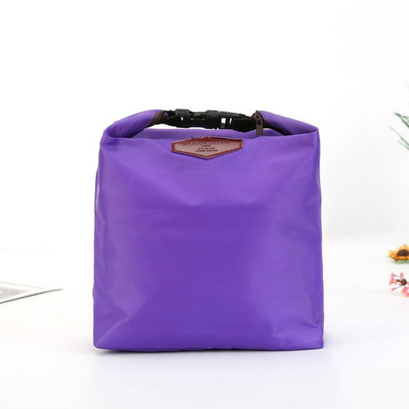 Small Lunch Bag Mini Cool Box Shopping Bag Insulated Bag Lunch Bag Nylon Zippered Picnic Pouch Reusable Tote Bags for Work, Office, Picnic, Travel(Purple)