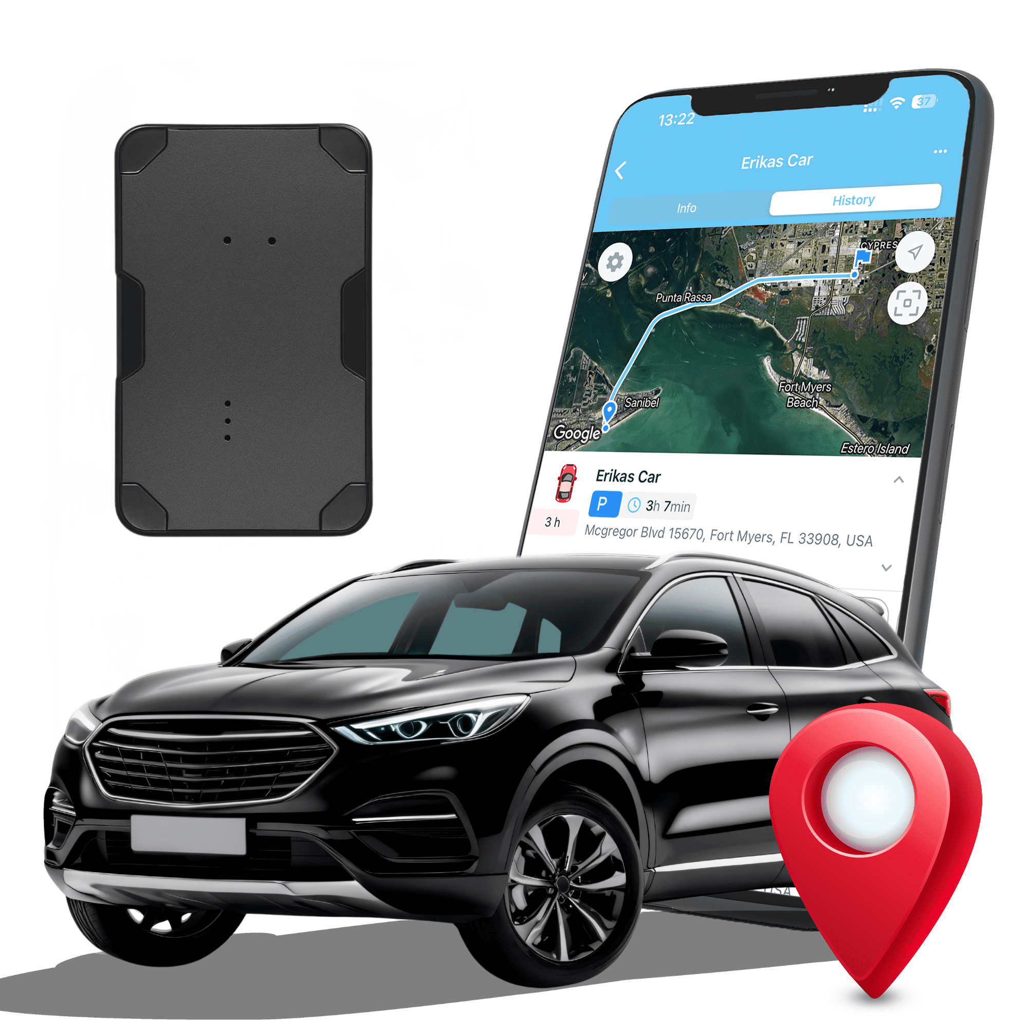 GPSnVision Mini GPS Tracker for Vehicles with 1 Month Battery - Real Time GPS Tracker for Cars - iOS/Android - Hidden Magnetic Tracking Device for Cars, Kids, Fleets, Trailers - Subscription Required
