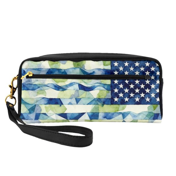 Small Makeup Bag Army Camouflage Flag Cosmetic Bags For Women Pu Leather Purse Pouch Travel With Handle Make Up Bag