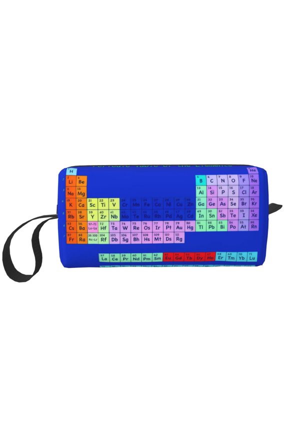 Small Makeup Bag Periodic Table Elements Portable Cosmetic Pouch Water-Resistant Travel Organizer For Women