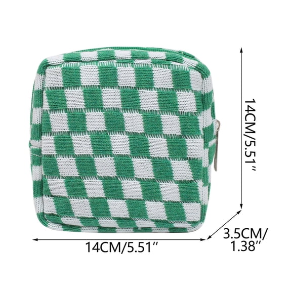 Small Makeup Bag for Purse Knit Checkerboard Coin Purse, Large Capacity Portable Organizer, Small Cosmetic Bag for Purse