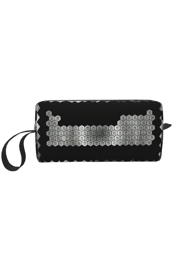 Small Makeup Brush Cosmetic Bag Rainbow Honeycomb Periodic Table Travel Water-Resistant Make Up Toiletry Organizer Case Pouch
