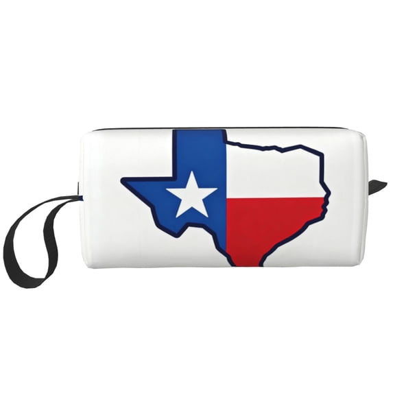 Small Makeup Brush Cosmetic Bag Texas Flag Map Travel Water-Resistant Make Up Toiletry Organizer Case Pouch