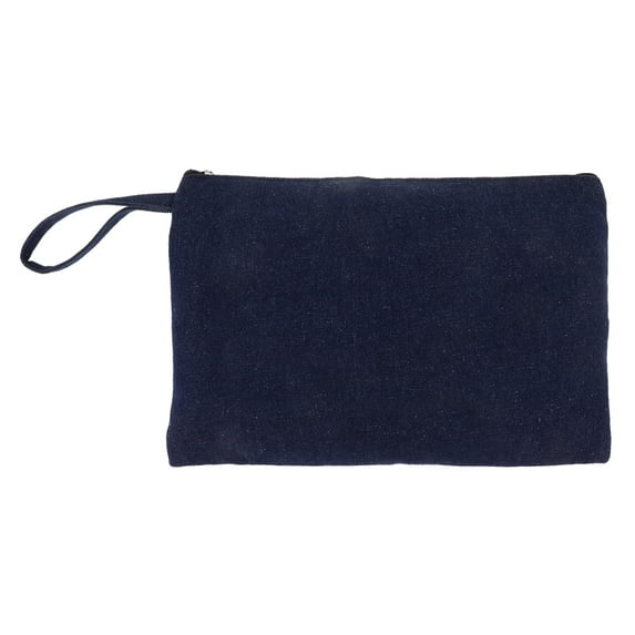 FONDOTIN Washed Denim Small Makeup Pouch Portable Cosmetic Organizer Travel Clutch Bag Stylish and Compact