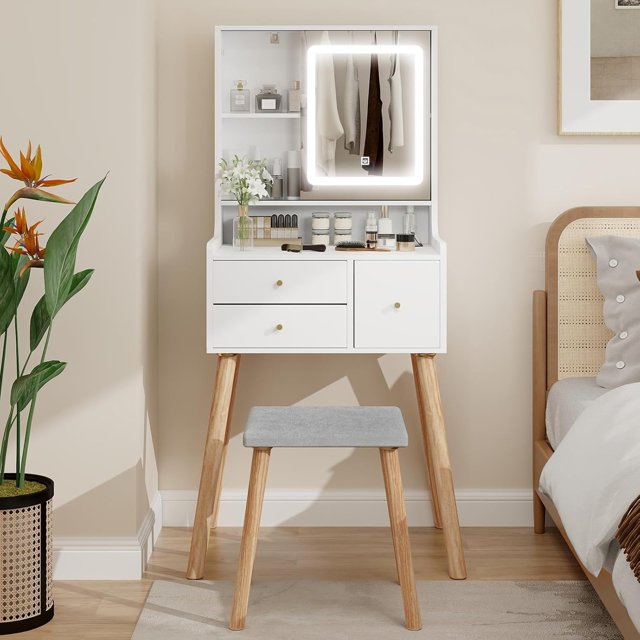 Small Makeup Vanity Vanity Desk with Lights Compact Vanity Desk with