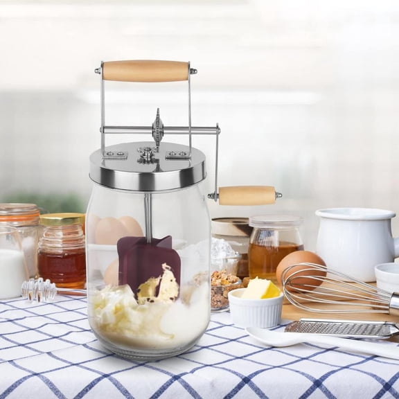 Small Manual Butter Churner,Liters Butter Churner Hand Crank Mason Jar for Home Baking