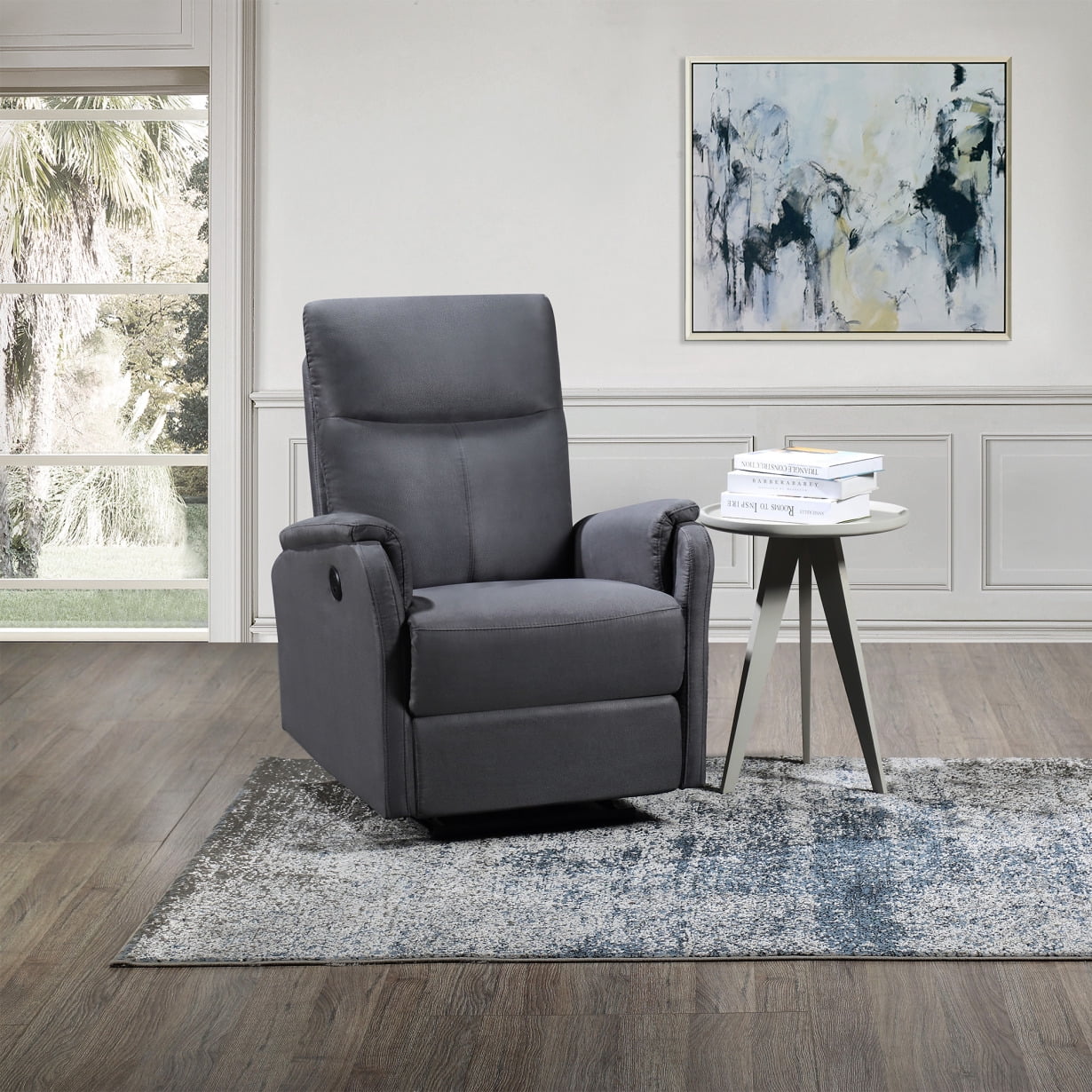 ARCTICSCORPION Living Room Small Power Recliner with USB Ports and Footrest Dark Gray