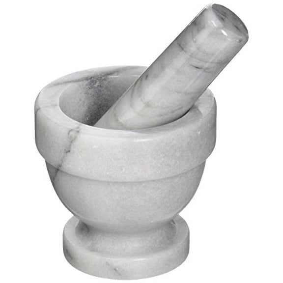 Small Marble Mortar and Pestle Set, White, 3.5"