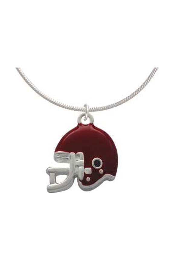 Small Maroon Football Helmet Charm Necklace, 18"+2" Extender