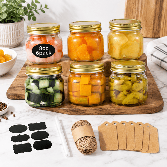 Small Mason Jars 8 Oz 6 Pack With Lids Half Pint Canning
