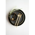 thumbnail image 1 of Small Matte Black Ceramic Plate with Gold Rim – 7.6" Set of 4 | Luxury Collection, 1 of 4