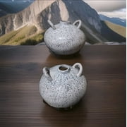 Small Matte Ceramic Speckle Glaze Vase - Threshold  designed with Studio McGee Handled Amphora, 5.91 Height 2 pack