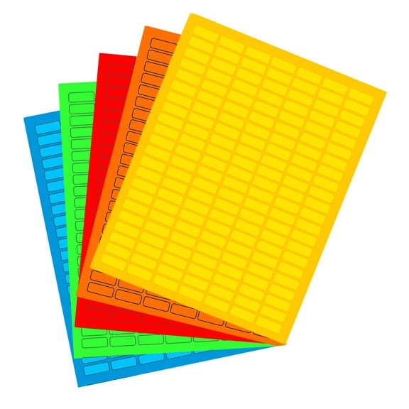 Small Matte Color Printer Labels for Laser/Inkjet 1 inch x 0.375 inch - 770 Pack, Neon Sticker Sheets with Template Included