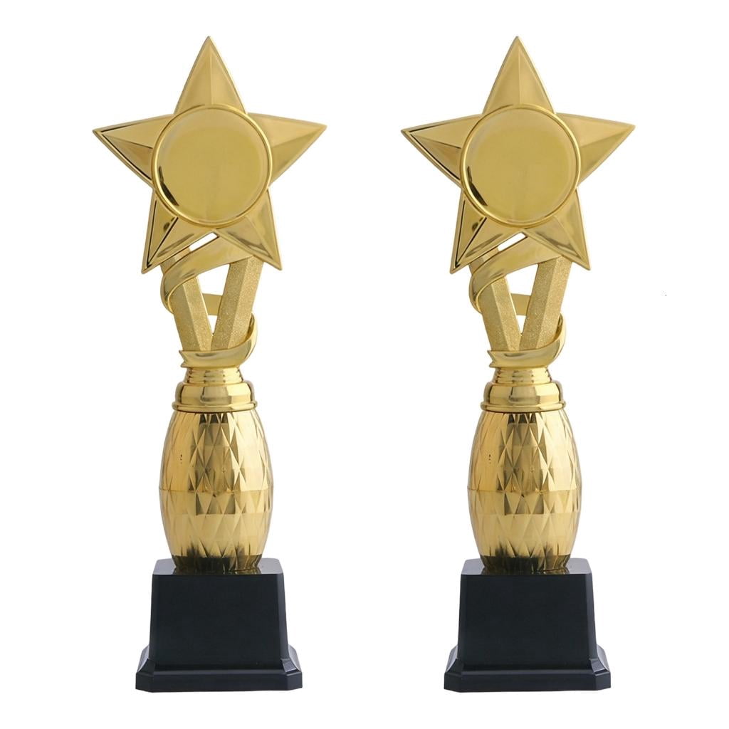 Small Media Large Golden Colored Star Trophies Light weight Star Award ...