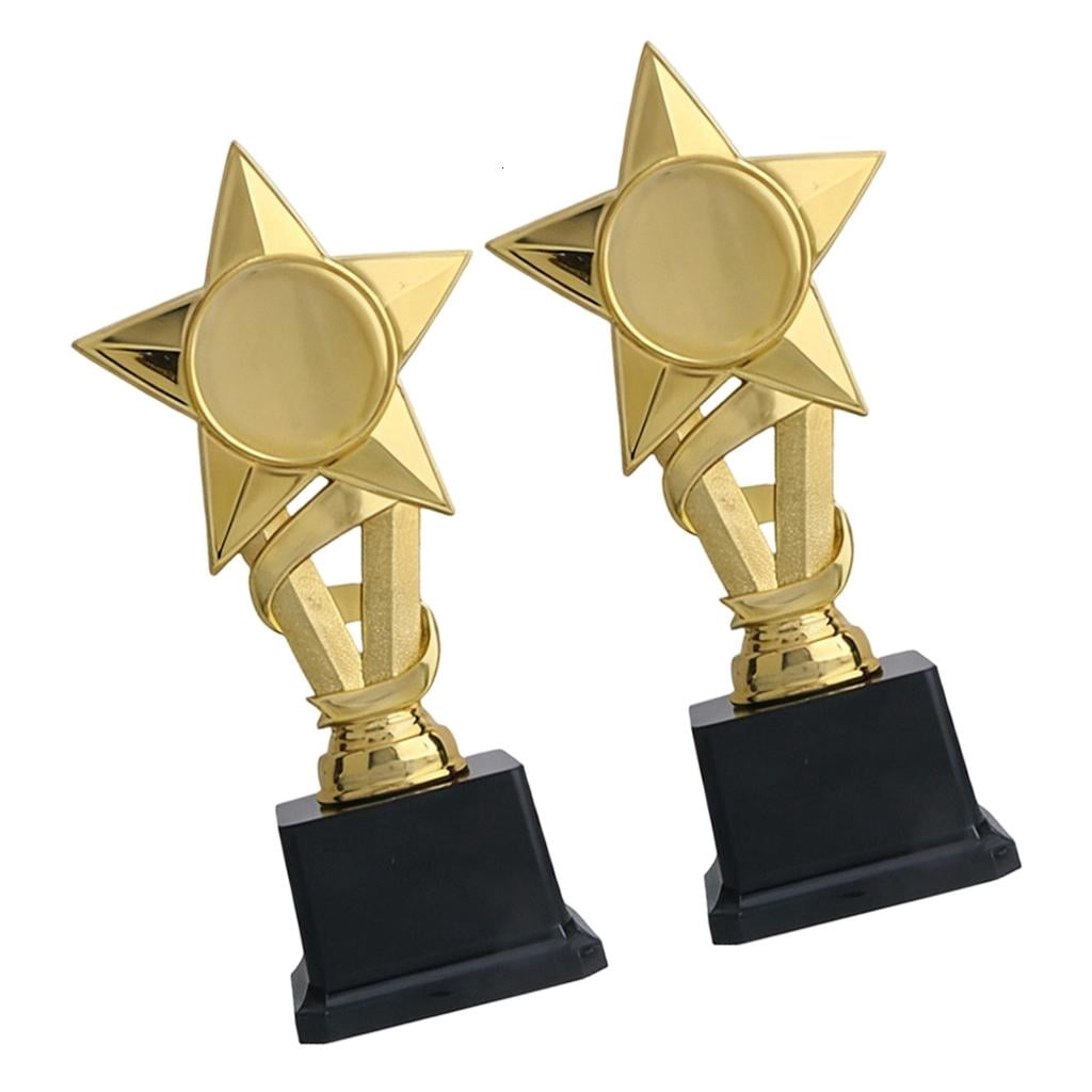 Small Media Large Golden Colored Star Trophies Light weight Star Award Trophies for Winners Of Team Sports