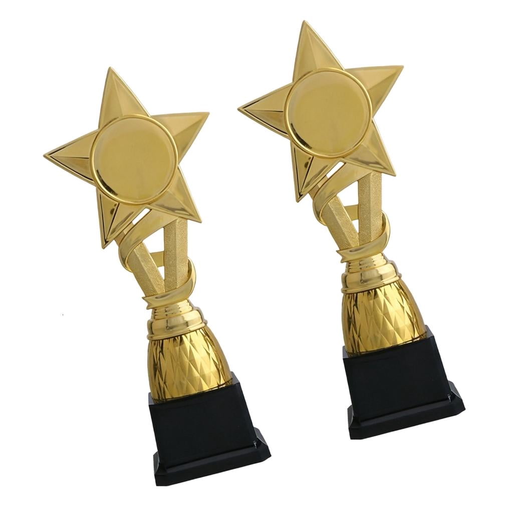 Small Media Large Golden Colored Star Trophies Light weight Star Award Trophies for Winners Of Team Sports